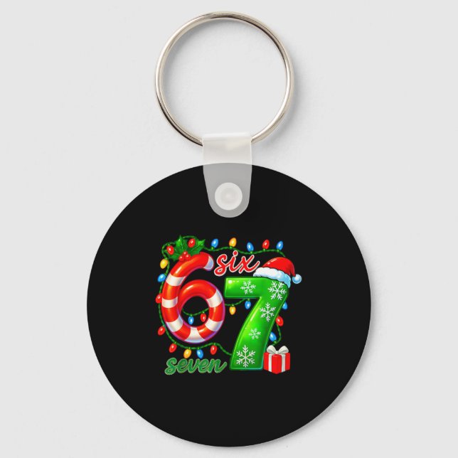 Number 67 Meme Retro Santa 6 7 Holiday Six Seven C Nyckelring (Framsida)
