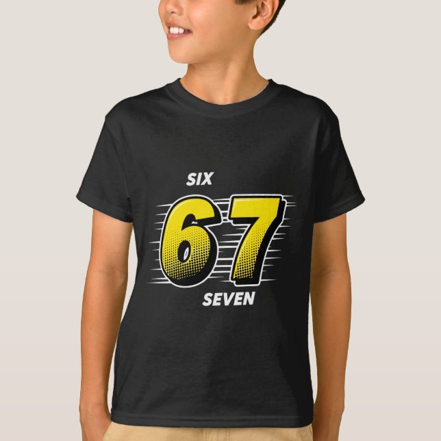 Number 67 Six And Seven P Art Comic Style Yellow M T Shirt (Framsida)