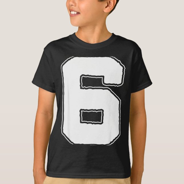 Number 6 6th Birthday Boy Kids Six Year Old Happy  T Shirt (Framsida)
