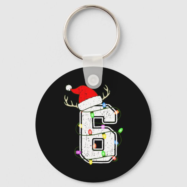 Number 6 6th Birthday Boy Six Christmas Happy Birt Nyckelring (Framsida)