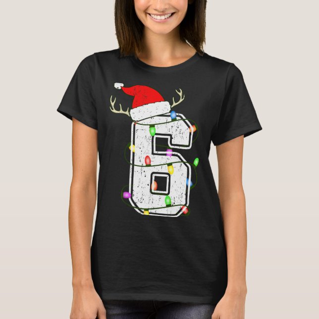 Number 6 6th Birthday Boy Six Christmas Happy Birt T Shirt (Framsida)