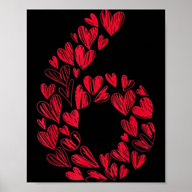 Number 6 - Cute Six Seven Hearts Matching 67 Valen Poster (Framsidan)