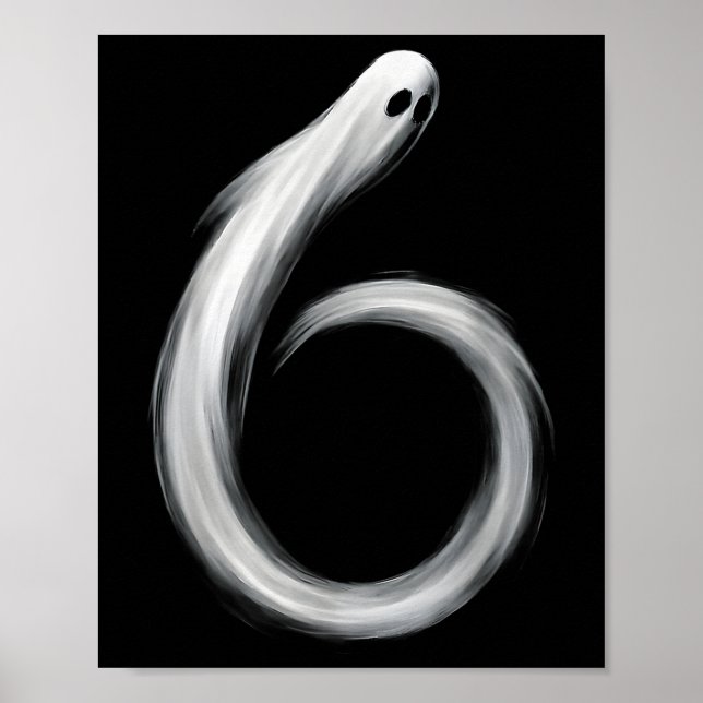 Number 6 Ghost Funny Six Seven 67 Halloween Meme  Poster (Framsidan)