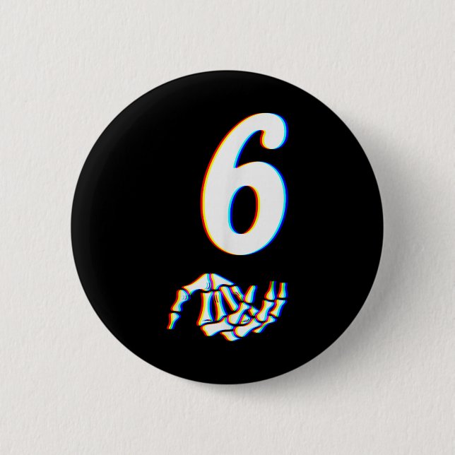 Number 6 Matching 67 Meme Skeleton Hand Halloween  Knapp (Framsida)