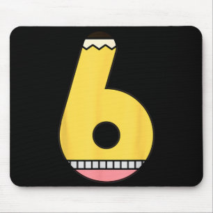 Number 6 Penna Tillbaka till skolan 6-årsdag Sjätt Musmatta