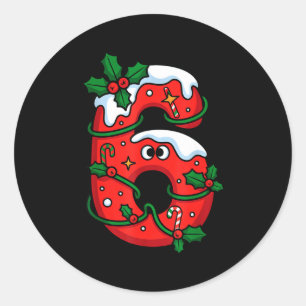 Number 6 Santa kostym meme julmatchande par Runt Klistermärke