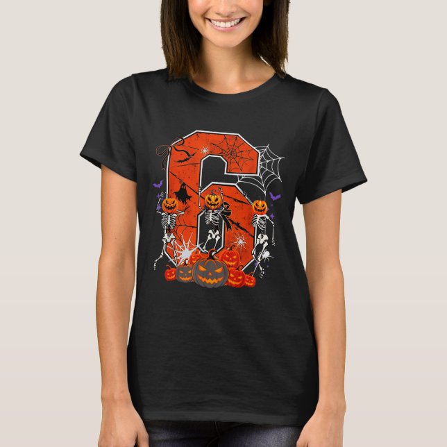 Number 6 Six Seven Meme 6 7 Halloween Dancing Skel T Shirt (Framsida)