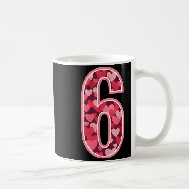 Number 6 Tee Six Seven 6 7 67 Valentines Matching  Kaffemugg (Höger)