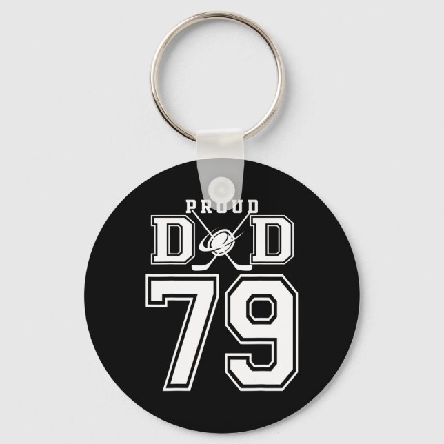 Number 79 Custom Proud Hockey Dad Personalized For Nyckelring (Framsida)