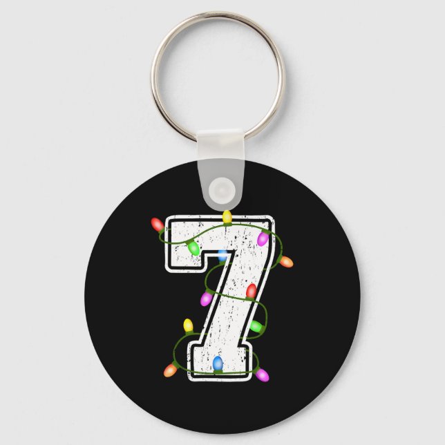 Number 7 7th Birthday Boy Christmas Happy Birthday Nyckelring (Framsida)