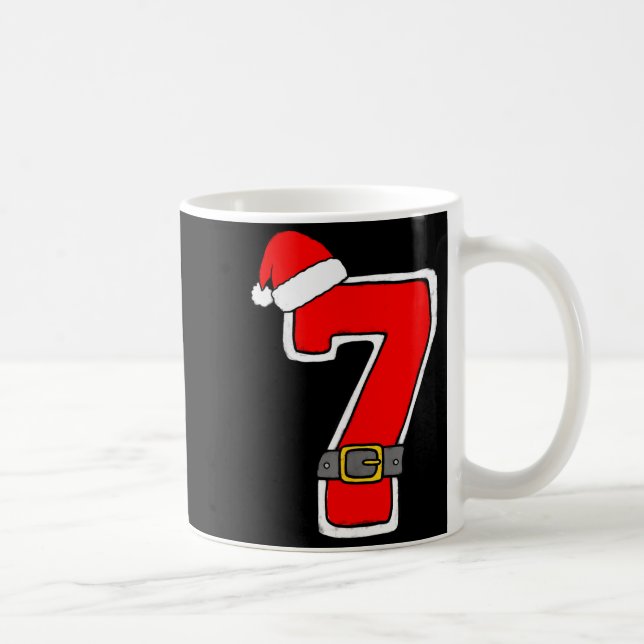 Number 7 7th Birthday Christmas Santa Hat Happy Bi Kaffemugg (Höger)