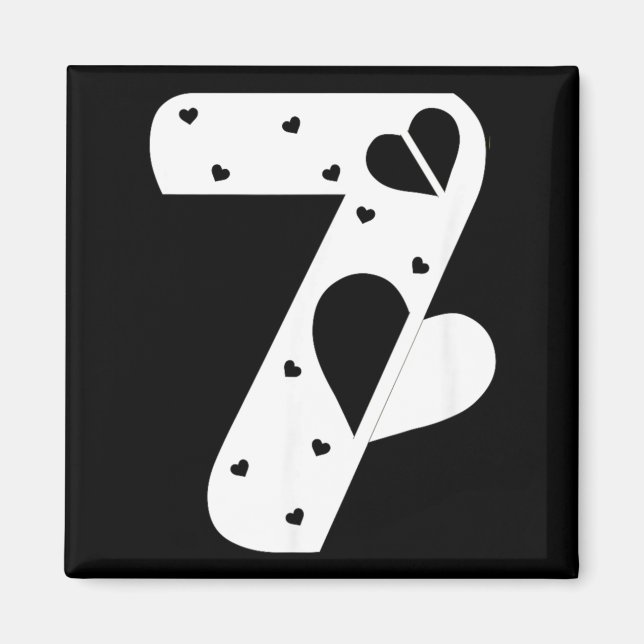Number 7 Hearts Love 67 Couple Matching Christmas  Magnet (Framsidan)