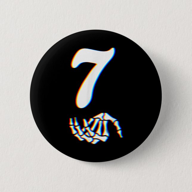 Number 7 Matchar 67 Meme Skelett Hand Halloween  Knapp (Framsida)