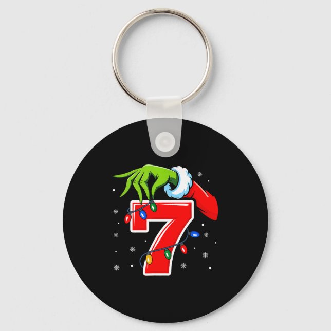 Number 7 Matching 67 Meme Christmas Elf Hand Boys  Nyckelring (Framsida)
