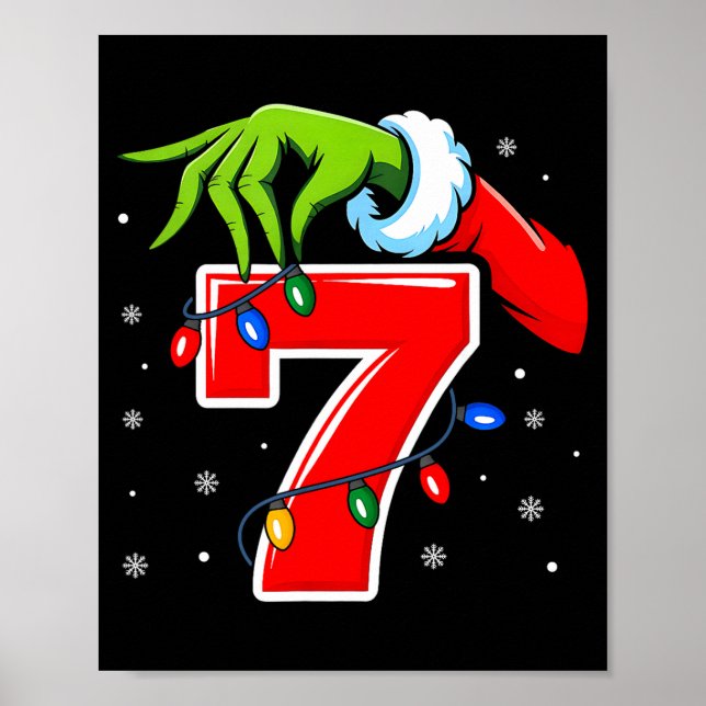 Number 7 Matching 67 Meme Christmas Elf Hand Boys  Poster (Framsidan)