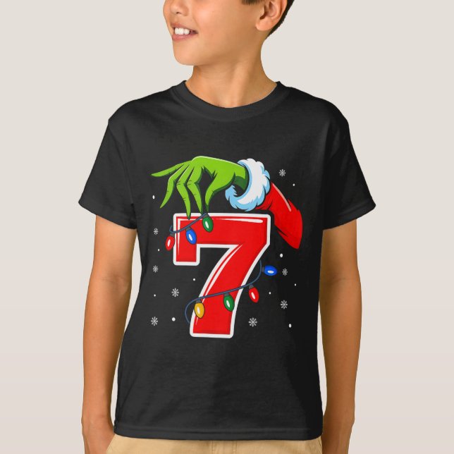 Number 7 Matching 67 Meme Christmas Elf Hand Boys  T Shirt (Framsida)