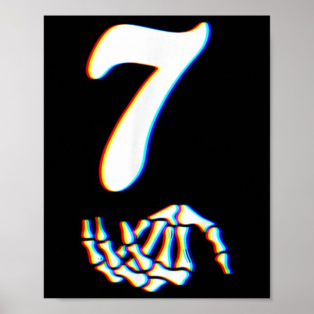 Number 7 Matching 67 Meme Skeleton Hand Halloween  Poster (Framsidan)