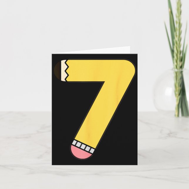 Number 7 Penna Tillbaka till skolan 7-års födelsed Kort (Framsida)