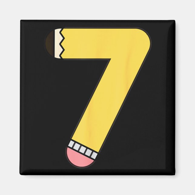 Number 7 Penna Tillbaka till skolan 7-års födelsed Magnet (Framsidan)