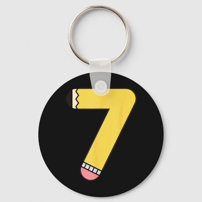 Number 7 Penna Tillbaka till skolan 7-års födelsed Nyckelring (Framsida)
