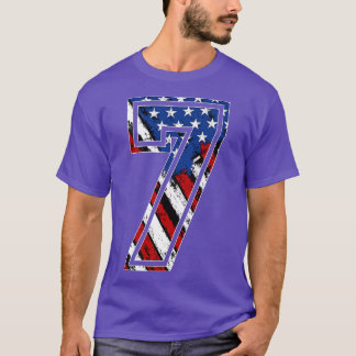 Number 7 Red White and Blue American Flag 7 Jersey T Shirt