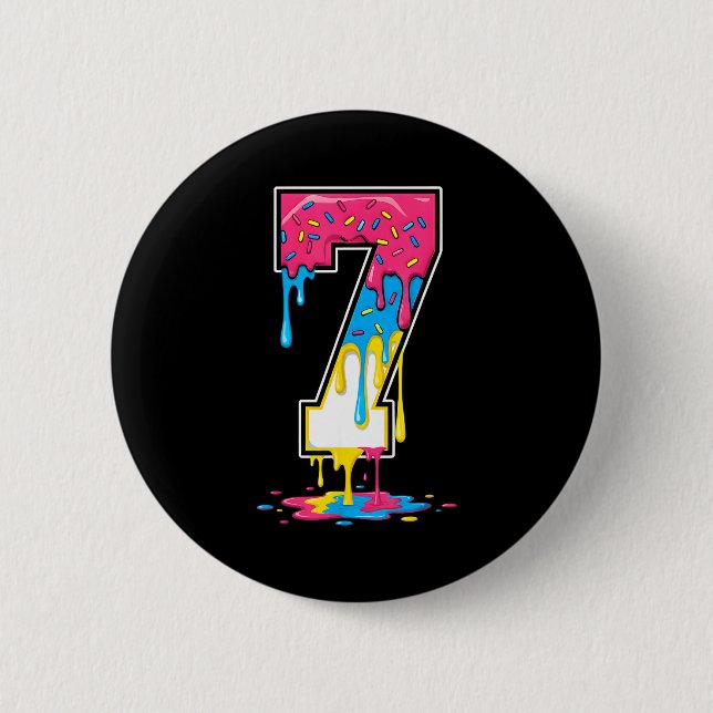 Number 7 Team Srts Ice Cream Drip Matching Varsity Knapp (Framsida)