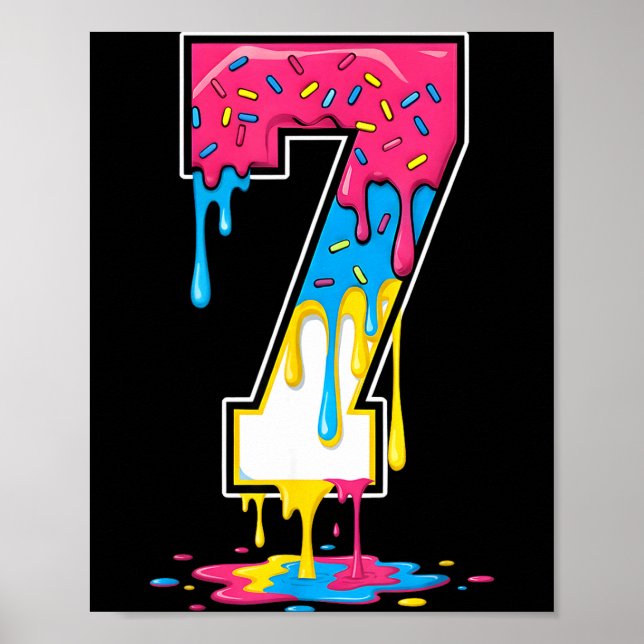 Number 7 Team Srts Ice Cream Drip Matching Varsity Poster (Framsidan)