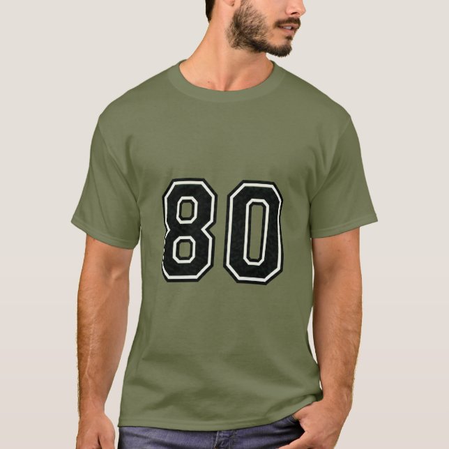 Number 80 Varsity Sports Jersey | 80th Birthday T Shirt (Framsida)