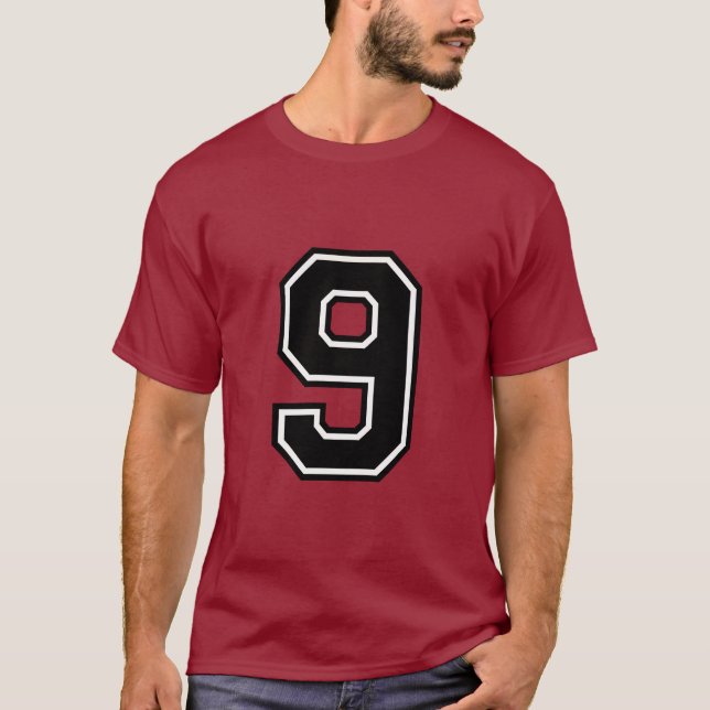 Number 9 Custom Sports Jersey | Varsity Birthday  T Shirt (Framsida)