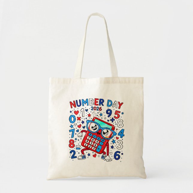 Number Day 2026 Calculator Math Tote Bag Tygkasse (Framsidan)