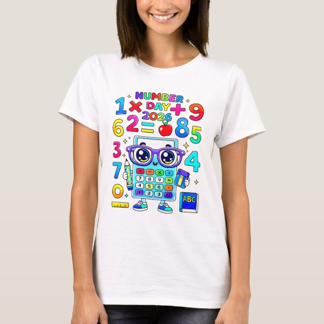 Number Day 2026 Cute Calculator Math T Shirt (Framsida)