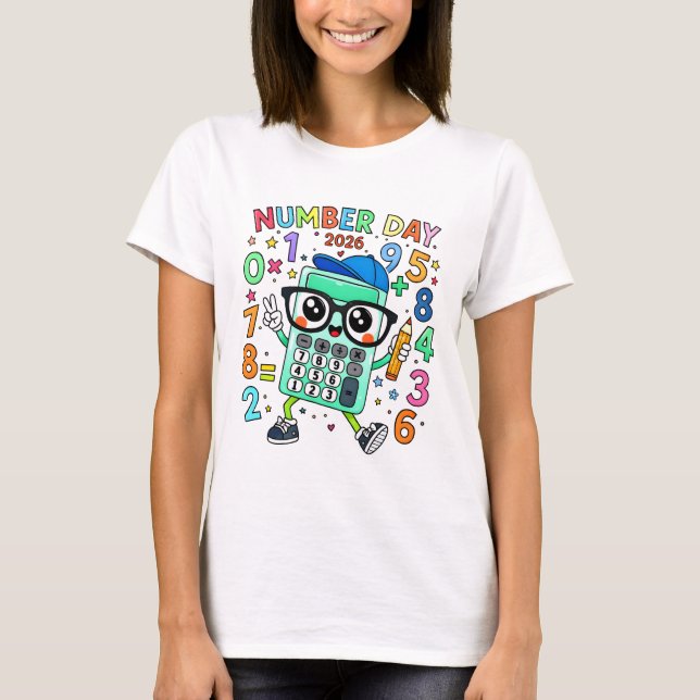 Number Day 2026 Cute Calculator Math T Shirt (Framsida)