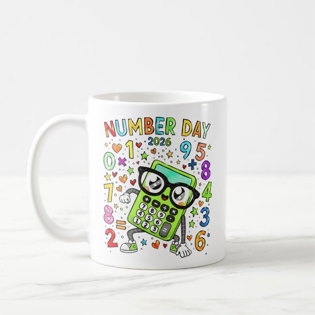 Number Day 2026 Cute Green Maths Calculator Mug Kaffemugg (Vänster)