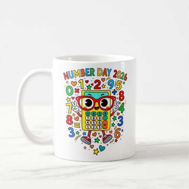 Number Day 2026 Cute Maths Calculator Mug Kaffemugg (Vänster)