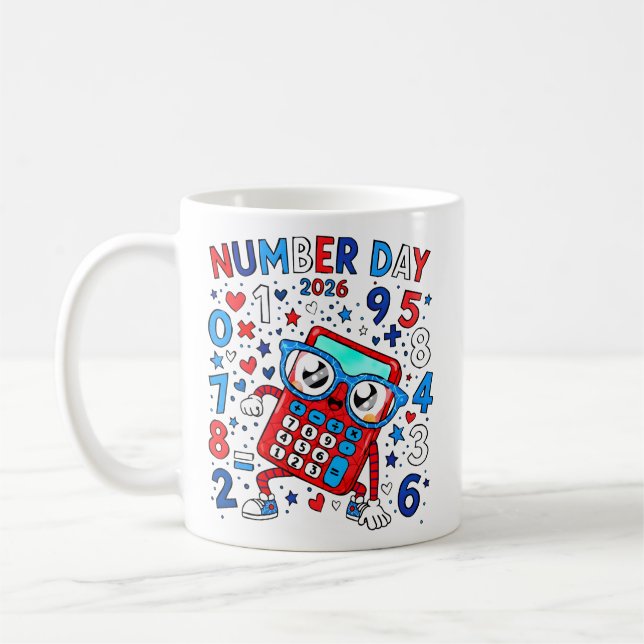 Number Day 2026 Cute Maths Calculator Mug Kaffemugg (Vänster)