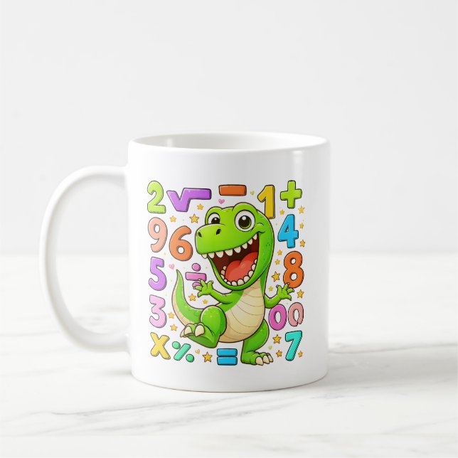 Number Day 2026 Cute Maths Dino Outfit Kaffemugg (Vänster)
