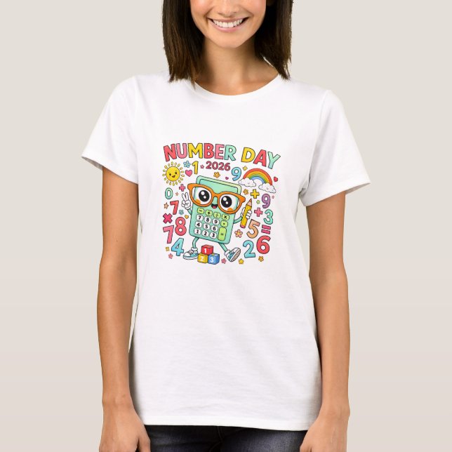 Number Day 2026 Owl Calculator Math T Shirt (Framsida)