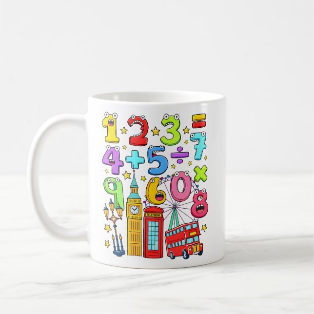 Number Day City Numbers Math Design for Kids Kaffemugg (Vänster)