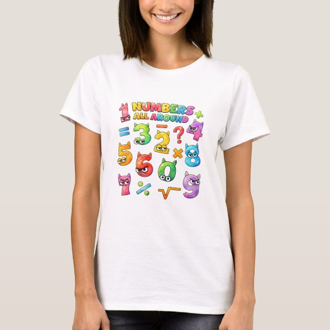 Number Day Colourful Maths Numbers T Shirt for  (Framsida)