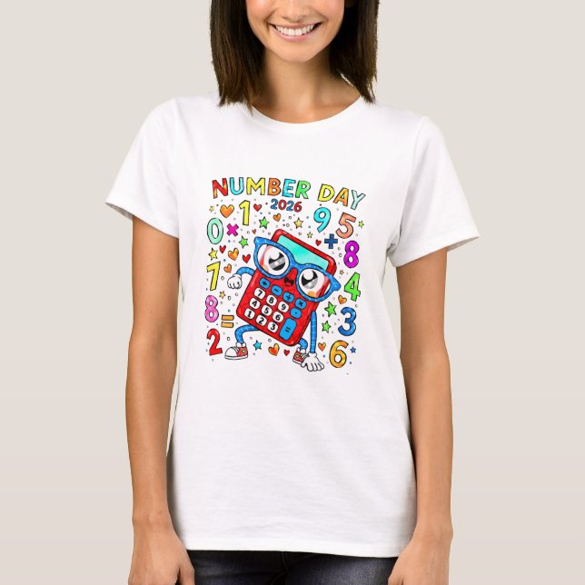 Number Day Colourful Maths T Shirt for Teachers (Framsida)