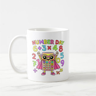 Number Day Cute Calculator Character Design Kaffemugg