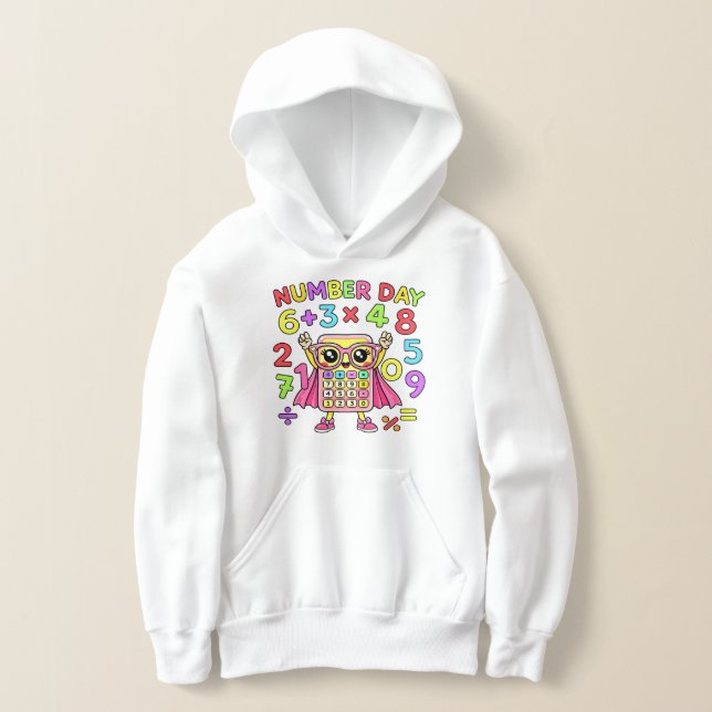 Number Day Cute Calculator Character Hoodie T Shirt (Laydown)