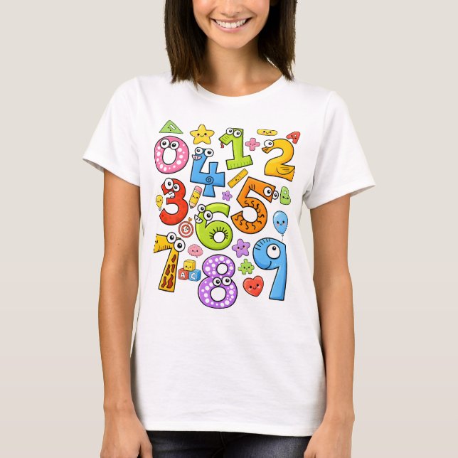Number Day Cute Colorful Numbers Math T Shirt (Framsida)