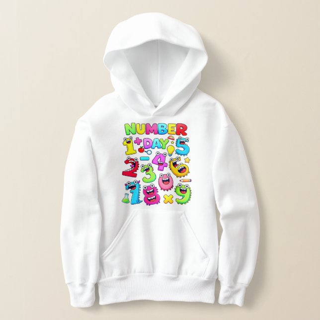 Number Day Funny Cartoon Numbers Hoodie T Shirt (Laydown)