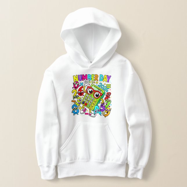 Number Day Kids Hoodie | Fun Maths School Hoodie T Shirt (Laydown)
