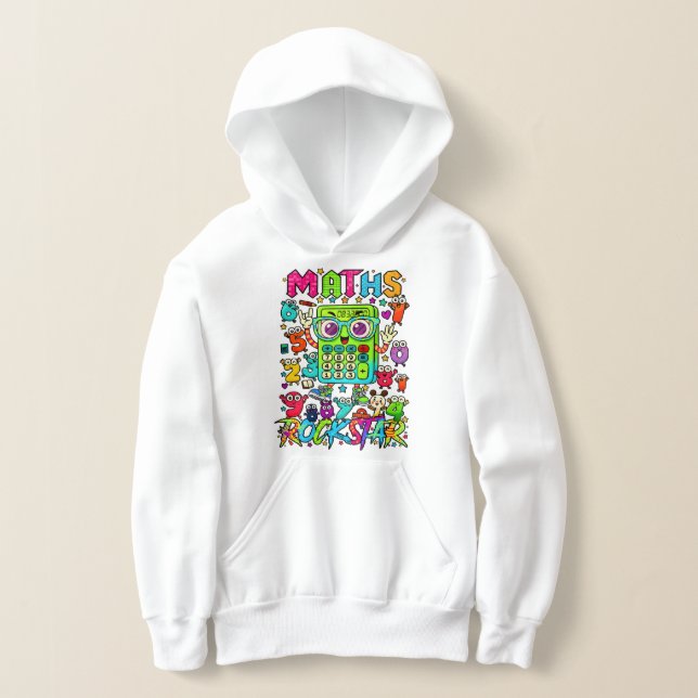 Number Day Kids Hoodie | Maths Rock Star Design T Shirt (Laydown)