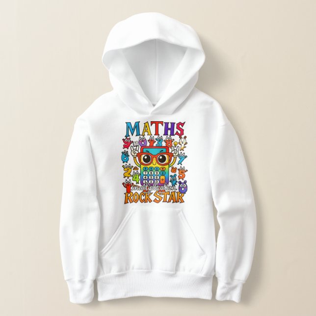 Number Day Kids Hoodie | Maths Rock Star T Shirt (Laydown)