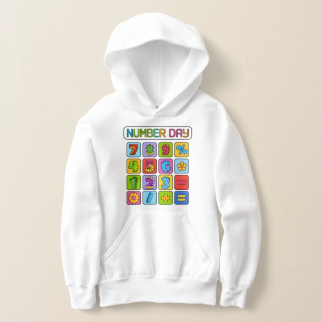 Number Day Math Icons Calculator Hoodie T Shirt (Laydown)
