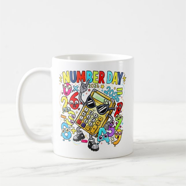 Number Day Maths Mug | Fun Calculator Design Kaffemugg (Vänster)