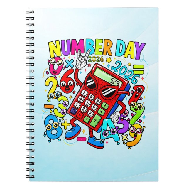 Number Day Maths Notebook | Fun Colourful Numbers Anteckningsbok (Framsidan)